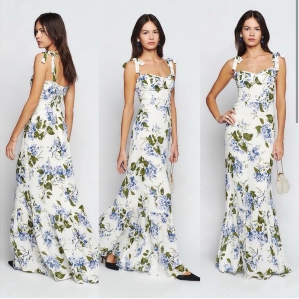 Reformation Jansen Dress in Riviera